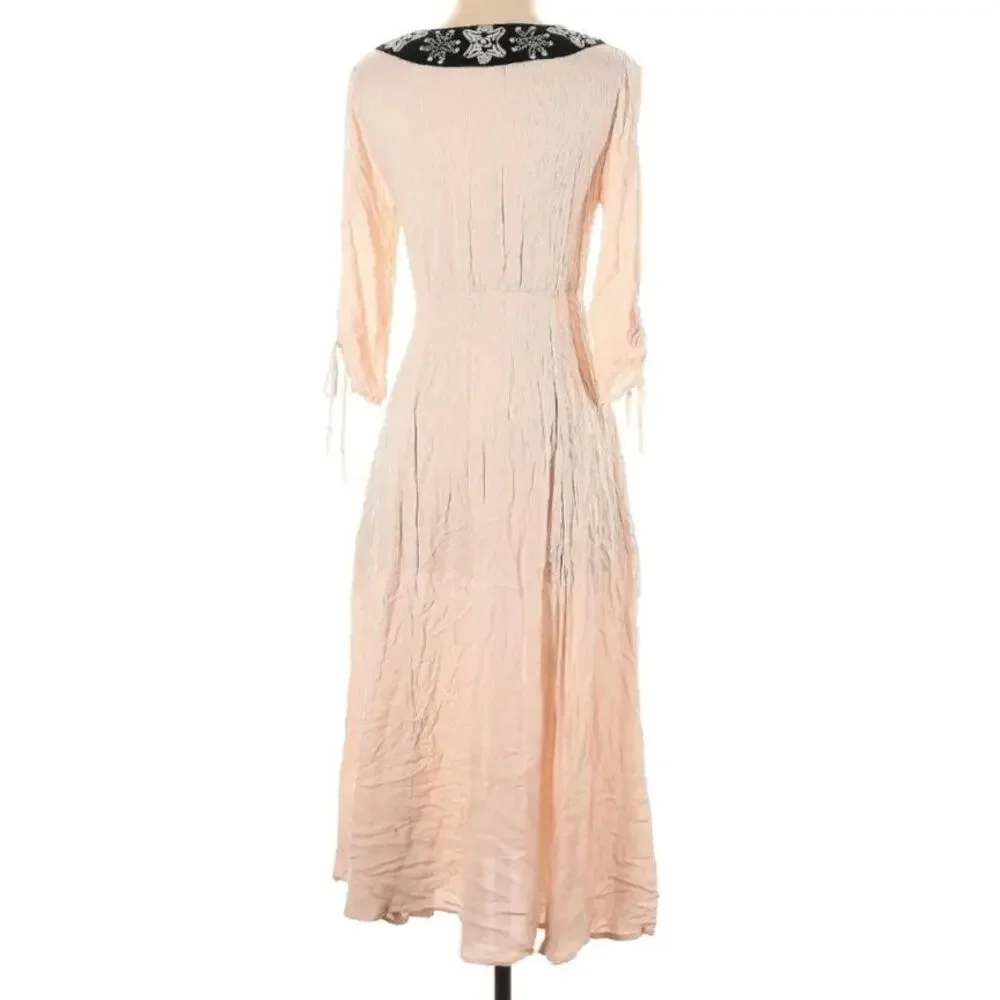 Free People Size 2 Embroidered Sheer Pink Dress